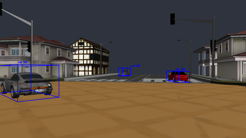 3D bounding box wireframes projected on scene_00049