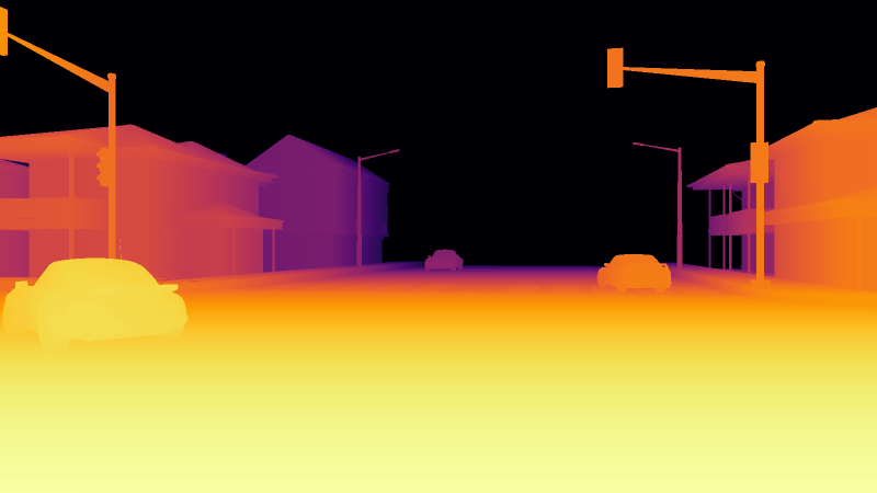 Depth map of scene_00049 in Inferno colormap
